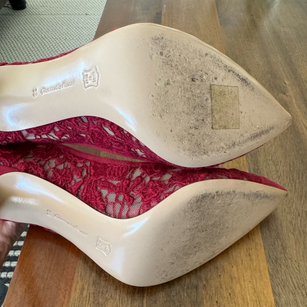 Gianvito Rossi Magenta Lace Heels - Picture 8 of 9